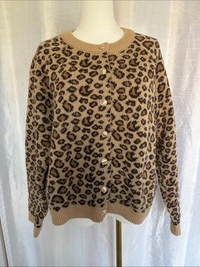 Leopard Print Button-Up Sweater Cardigan